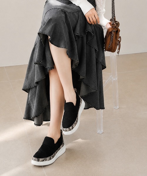 coca(ANDEX shoes product)(コカ)の「coca / BMZインソール付き ふわっと軽い 厚底 軽量 スリッポン スニーカー 121039(スニーカー・レディース・シルバー/ブラック/ブラック系その他・23cm/24cm/23.5cm/22.5cm/24.5cm)」の19枚目の写真