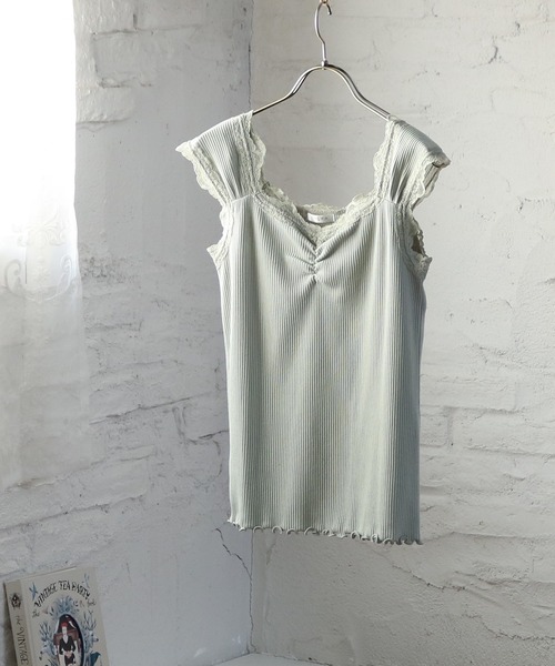 Honeys（ハニーズ）の「レース使いタンク（タンクトップ・レディース・ホワイト/ベージュ/ミント/ブラック/ピンク/モカ/オレンジ系その他・LL/S/L/M）」の5枚目の写真