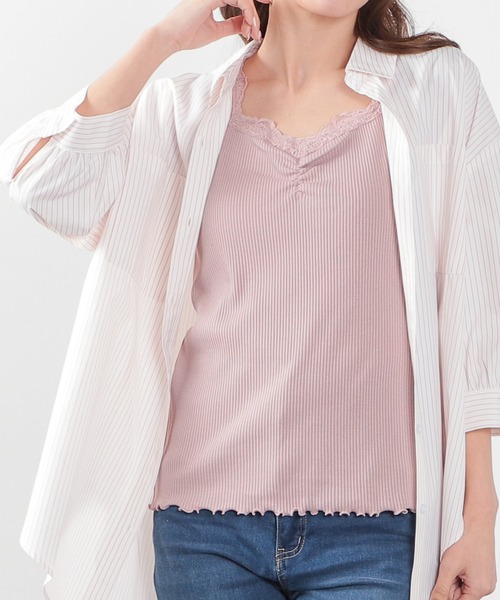 Honeys（ハニーズ）の「レース使いタンク（タンクトップ・レディース・ホワイト/ベージュ/ミント/ブラック/ピンク/モカ/オレンジ系その他・LL/S/L/M）」の13枚目の写真