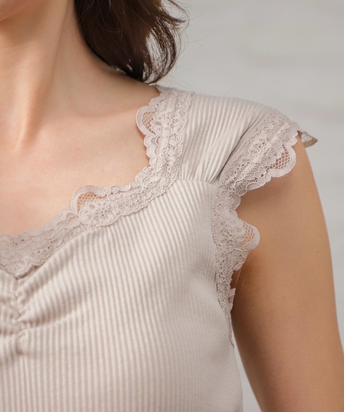 Honeys（ハニーズ）の「レース使いタンク（タンクトップ・レディース・ホワイト/ベージュ/ミント/ブラック/ピンク/モカ/オレンジ系その他・LL/S/L/M）」の16枚目の写真