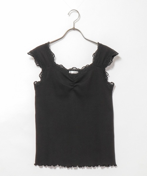 Honeys（ハニーズ）の「レース使いタンク（タンクトップ・レディース・ホワイト/ベージュ/ミント/ブラック/ピンク/モカ/オレンジ系その他・LL/S/L/M）」の9枚目の写真