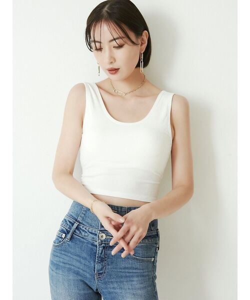 GYDA（ジェイダ）の「BACKクロスカップ付きタンクトップ（タンクトップ・レディース・ブラック/オフホワイト/イエロー・FREE）」の13枚目の写真