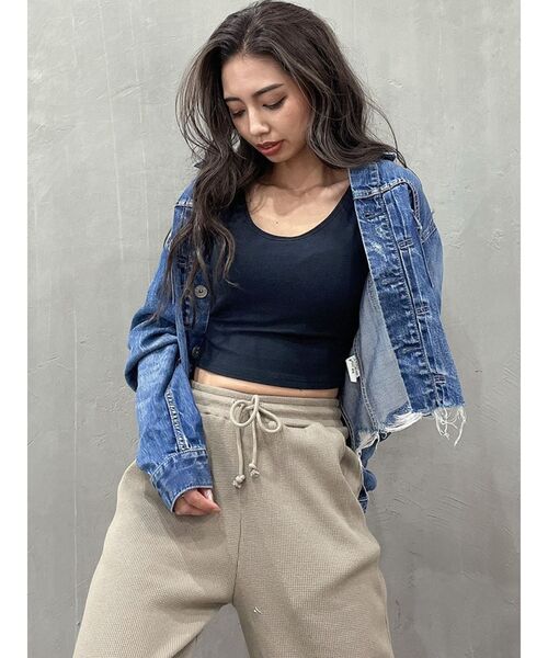 GYDA（ジェイダ）の「BACKクロスカップ付きタンクトップ（タンクトップ・レディース・ブラック/オフホワイト/イエロー・FREE）」の10枚目の写真