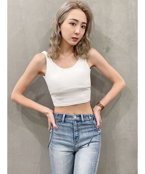 GYDA（ジェイダ）の「BACKクロスカップ付きタンクトップ（タンクトップ・レディース・ブラック/オフホワイト/イエロー・FREE）」の20枚目の写真