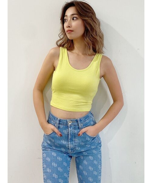 GYDA（ジェイダ）の「BACKクロスカップ付きタンクトップ（タンクトップ・レディース・ブラック/オフホワイト/イエロー・FREE）」の18枚目の写真