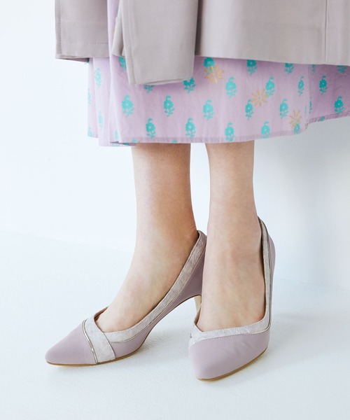 JELLY BEANS（ジェリービーンズ）の「レースコンビパンプス<ふわさら>(204-52776)JELLY BEANS(ジェリービーンズ)（パンプス・レディース・ライトグレー/ブラック/ラベンダー/ワイン・23/24/25/22/25.5/22.5/24.5/23.5/21.5）」の4枚目の写真