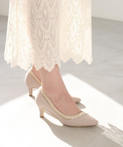 JELLY BEANS（ジェリービーンズ）の「レースコンビパンプス<ふわさら>(204-52776)JELLY BEANS(ジェリービーンズ)（パンプス・レディース・ライトグレー/ブラック/ラベンダー/ワイン・23/24/25/22/25.5/22.5/24.5/23.5/21.5）」の3枚目の写真