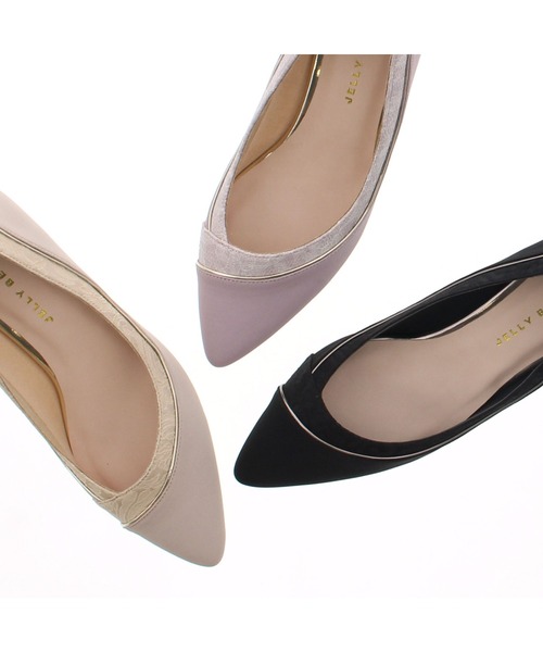JELLY BEANS（ジェリービーンズ）の「レースコンビパンプス<ふわさら>(204-52776)JELLY BEANS(ジェリービーンズ)（パンプス・レディース・ライトグレー/ブラック/ラベンダー/ワイン・23/24/25/22/25.5/22.5/24.5/23.5/21.5）」の7枚目の写真
