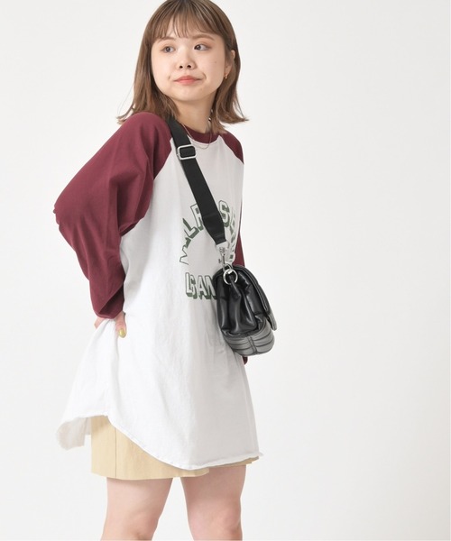 U by SPICK&SPAN(ユーバイスピックアンドスパン)の「ラグランBIGロンTEE◆(Tシャツ/カットソー・レディース・チャコールグレー/ボルドー・FREE)」の1枚目の写真