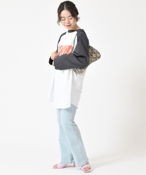 U by SPICK&SPAN(ユーバイスピックアンドスパン)の「ラグランBIGロンTEE◆(Tシャツ/カットソー・レディース・チャコールグレー/ボルドー・FREE)」の3枚目の写真