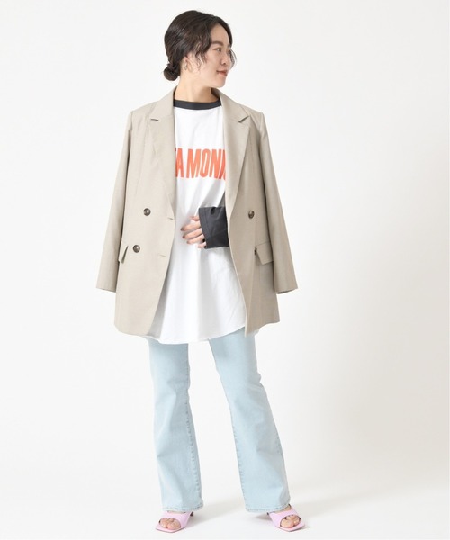 U by SPICK&SPAN(ユーバイスピックアンドスパン)の「ラグランBIGロンTEE◆(Tシャツ/カットソー・レディース・チャコールグレー/ボルドー・FREE)」の4枚目の写真