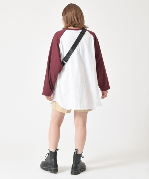 U by SPICK&SPAN(ユーバイスピックアンドスパン)の「ラグランBIGロンTEE◆(Tシャツ/カットソー・レディース・チャコールグレー/ボルドー・FREE)」の19枚目の写真
