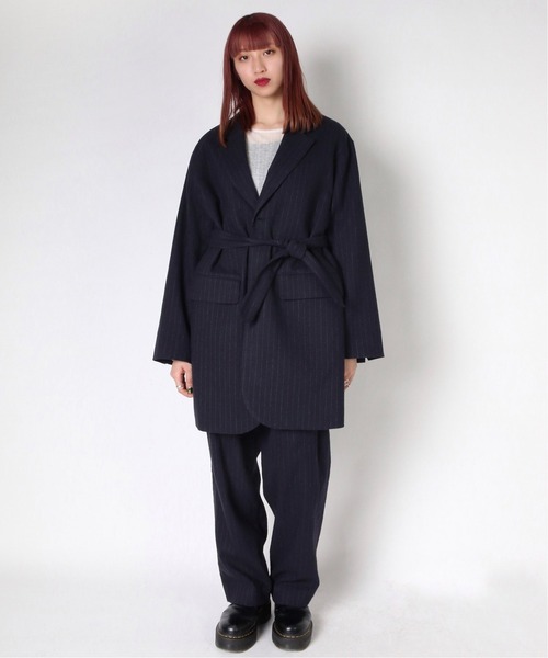 Véritécœur ストライプジャケット フリーサイズ 最高ジャケット／ウォッシャブル／NON IRON／2WAYストレッチ