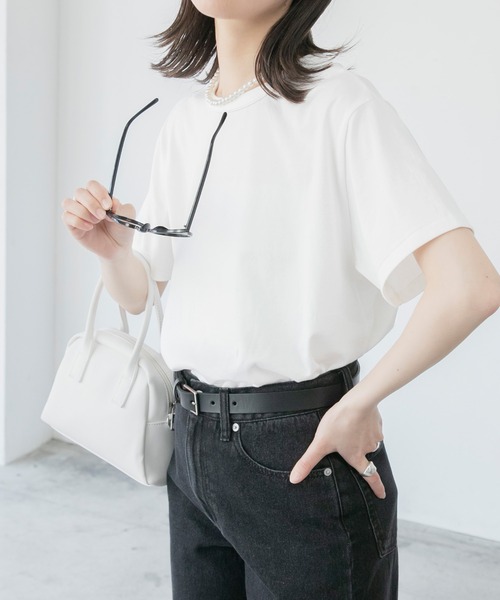 BONLECILL(ボンルシール)の「【2枚入り】【PBPオーガニックコットン】半袖 2PACK Tシャツ<サステナブル>(Tシャツ/カットソー・レディース・オフホワイト/ホワイト×ブラック/ブラック系/ホワイト系その他/ブラック系2・M/L)」の14枚目の写真