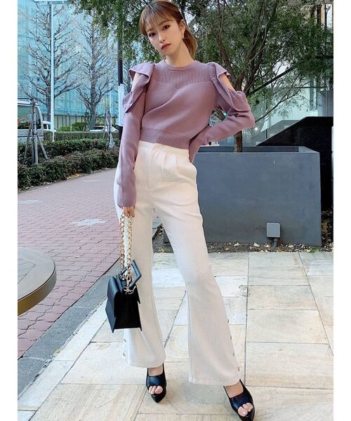 RESEXXY(リゼクシー)の「オープンショルダーメッシュニットプルオーバー(ニット/セーター・レディース・ブラック/ベージュ/ラベンダー・FREE)」の11枚目の写真