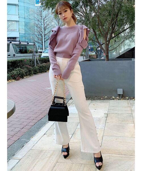 RESEXXY(リゼクシー)の「オープンショルダーメッシュニットプルオーバー(ニット/セーター・レディース・ブラック/ベージュ/ラベンダー・FREE)」の12枚目の写真