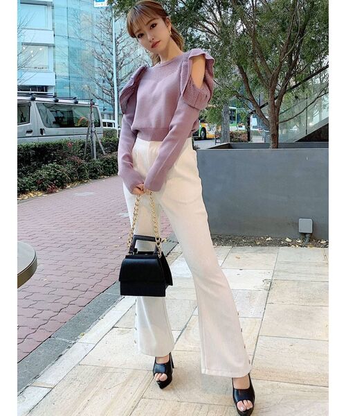 RESEXXY(リゼクシー)の「オープンショルダーメッシュニットプルオーバー(ニット/セーター・レディース・ブラック/ベージュ/ラベンダー・FREE)」の13枚目の写真