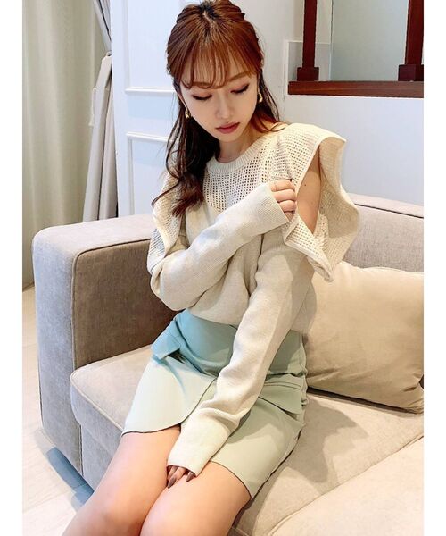 RESEXXY(リゼクシー)の「オープンショルダーメッシュニットプルオーバー(ニット/セーター・レディース・ブラック/ベージュ/ラベンダー・FREE)」の15枚目の写真