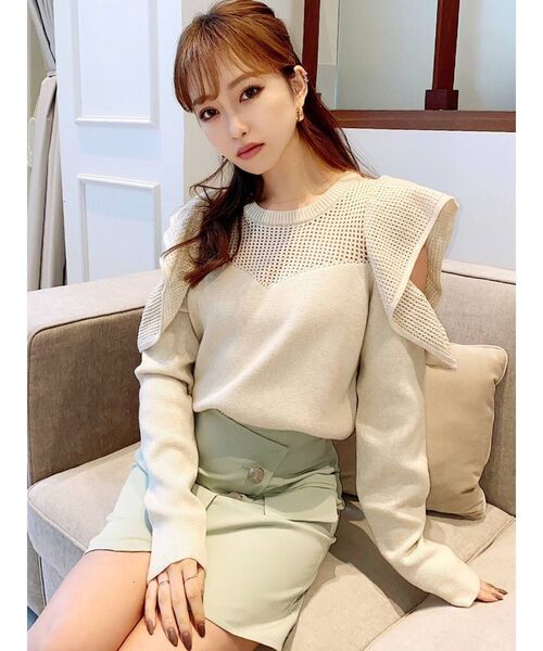 RESEXXY(リゼクシー)の「オープンショルダーメッシュニットプルオーバー(ニット/セーター・レディース・ブラック/ベージュ/ラベンダー・FREE)」の16枚目の写真