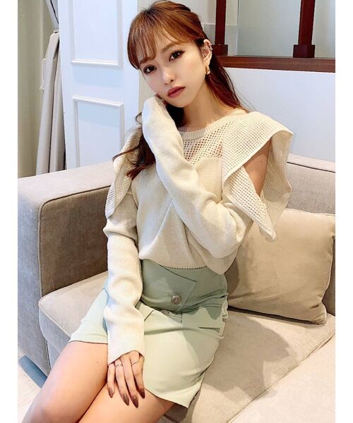 RESEXXY(リゼクシー)の「オープンショルダーメッシュニットプルオーバー(ニット/セーター・レディース・ブラック/ベージュ/ラベンダー・FREE)」の17枚目の写真