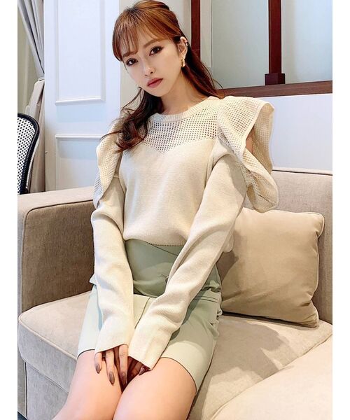 RESEXXY(リゼクシー)の「オープンショルダーメッシュニットプルオーバー(ニット/セーター・レディース・ブラック/ベージュ/ラベンダー・FREE)」の18枚目の写真