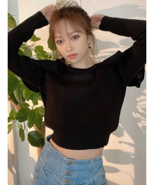 RESEXXY(リゼクシー)の「オープンショルダーメッシュニットプルオーバー(ニット/セーター・レディース・ブラック/ベージュ/ラベンダー・FREE)」の20枚目の写真