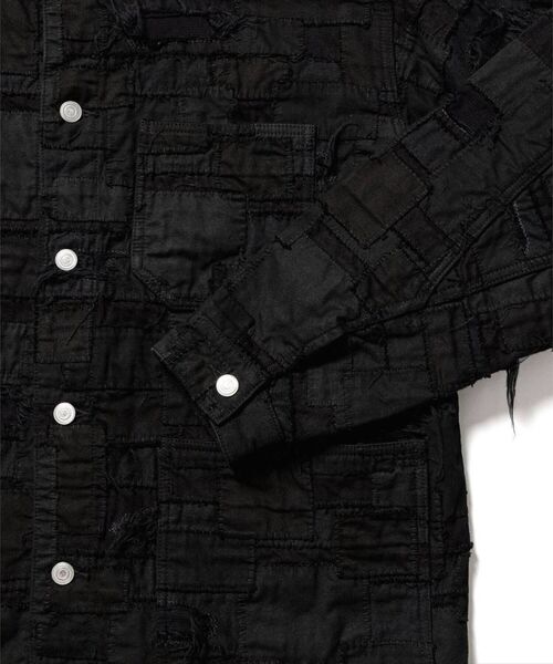 blackmeans（ブラックミーンズ）の「F-LAGSTUF-FxblackmeansxLHP/BORO Coverall/ボロ刺し子カバーオール（カバーオール・メンズ・ブラック・LARGE/X-LARGE）」の4枚目の写真
