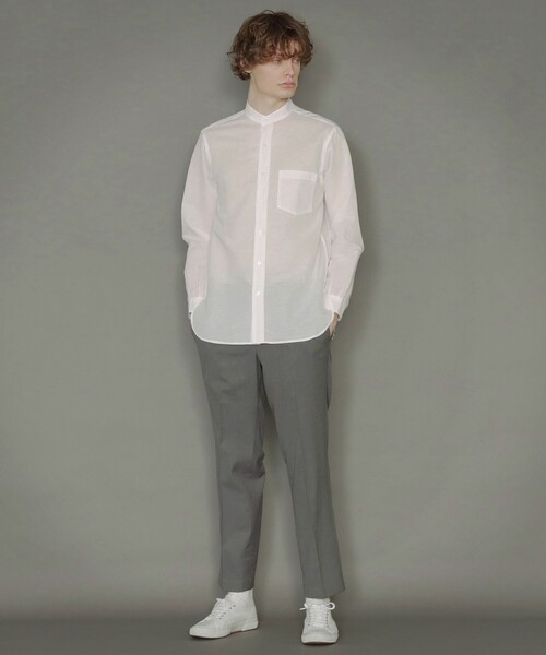 MACKINTOSH LONDON（マッキントッシュ ロンドン）の「綿麻無地バンドカラーシャツ（シャツ/ブラウス・メンズ・ホワイト/ブラック・LL/M/L）」の3枚目の写真