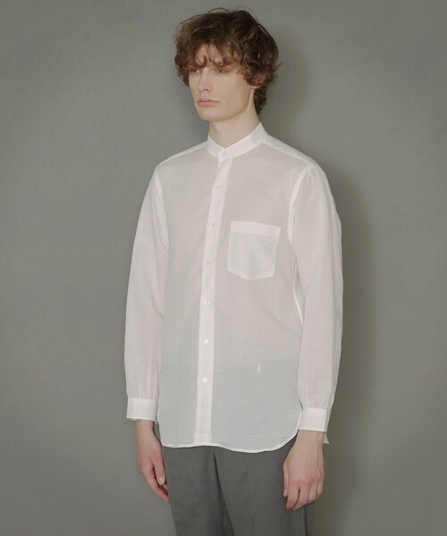 MACKINTOSH LONDON（マッキントッシュ ロンドン）の「綿麻無地バンドカラーシャツ（シャツ/ブラウス・メンズ・ホワイト/ブラック・LL/M/L）」の5枚目の写真