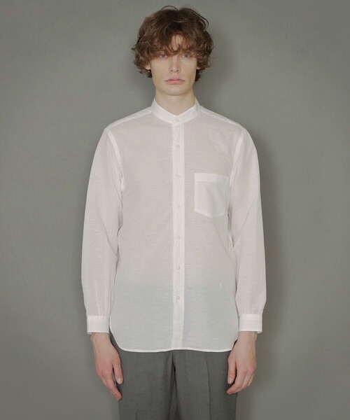 MACKINTOSH LONDON（マッキントッシュ ロンドン）の「綿麻無地バンドカラーシャツ（シャツ/ブラウス・メンズ・ホワイト/ブラック・LL/M/L）」の6枚目の写真
