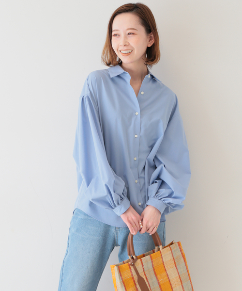 SLOBE IENA（スローブイエナ）の「ボリュームスリーブシャツ◆（シャツ/ブラウス・レディース・スカイブルー/ホワイト・FREE）」の3枚目の写真