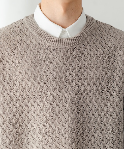 epnok（エプノック）の「ベーシックルーズシアーニットベスト（ベスト・メンズ・グレイッシュベージュ/ベージュ系その他/チャコールグレー/グレイッシュブルー・LARGE/MEDIUM/SMALL）」の21枚目の写真