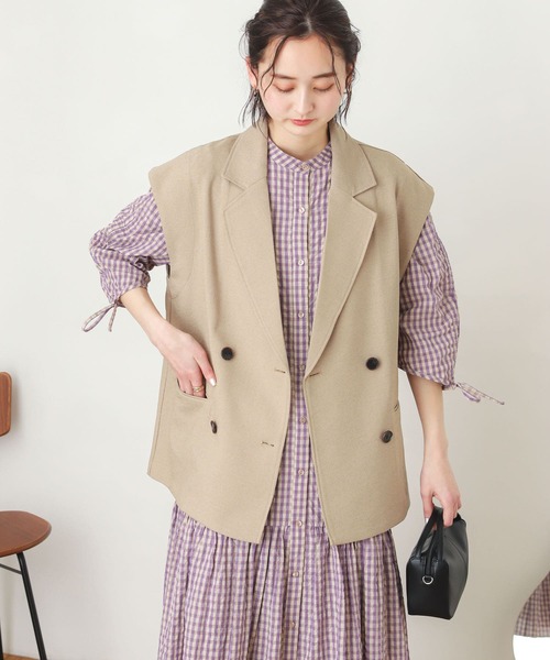 SENSE OF PLACE by URBAN RESEARCH(センスオブプレイスバイアーバンリサーチ)の「2WAYリネンライクジャケット(その他アウター・レディース・ベージュ/アイボリー・ONE)」の4枚目の写真