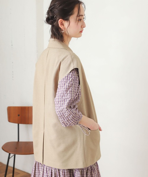 SENSE OF PLACE by URBAN RESEARCH(センスオブプレイスバイアーバンリサーチ)の「2WAYリネンライクジャケット(その他アウター・レディース・ベージュ/アイボリー・ONE)」の5枚目の写真