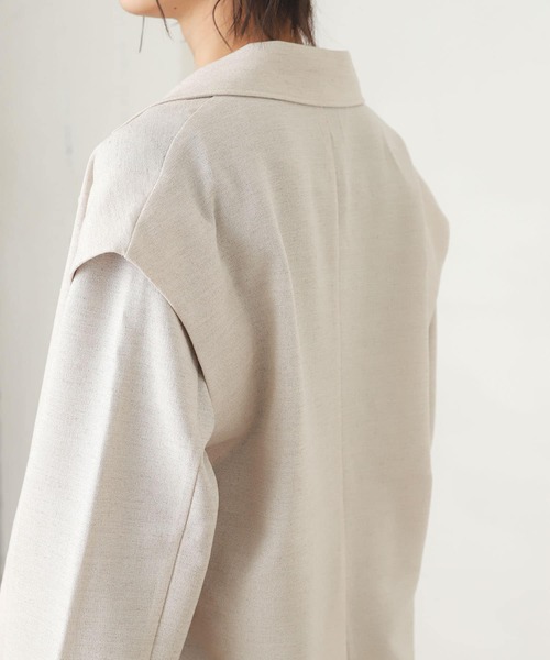 SENSE OF PLACE by URBAN RESEARCH(センスオブプレイスバイアーバンリサーチ)の「2WAYリネンライクジャケット(その他アウター・レディース・ベージュ/アイボリー・ONE)」の14枚目の写真