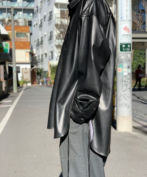 Toironier（トワロニエ）の「Toironier/トワロニエ/VEGAN LOOSE SHIRTS（シャツ/ブラウス・メンズ・ブラック/チャコール・0）」の4枚目の写真