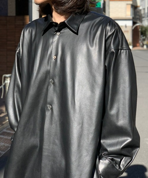 Toironier（トワロニエ）の「Toironier/トワロニエ/VEGAN LOOSE SHIRTS（シャツ/ブラウス・メンズ・ブラック/チャコール・0）」の5枚目の写真