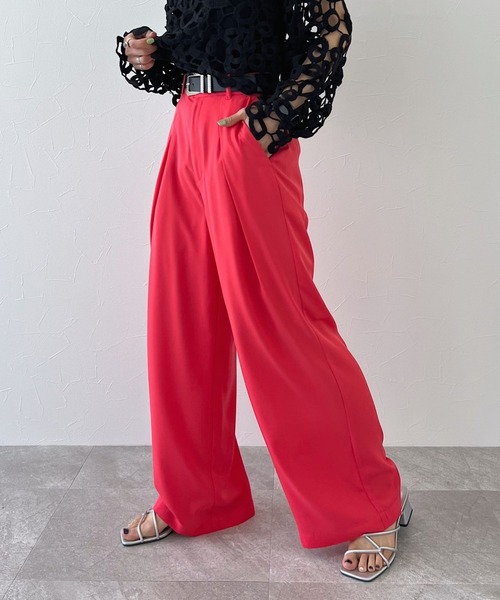 PAGEBOY（ページボーイ）の「CORE / ワイドタックカラーパンツ（スラックス・レディース・ピンク/ブルー系その他3・SMALL/MEDIUM）」の8枚目の写真