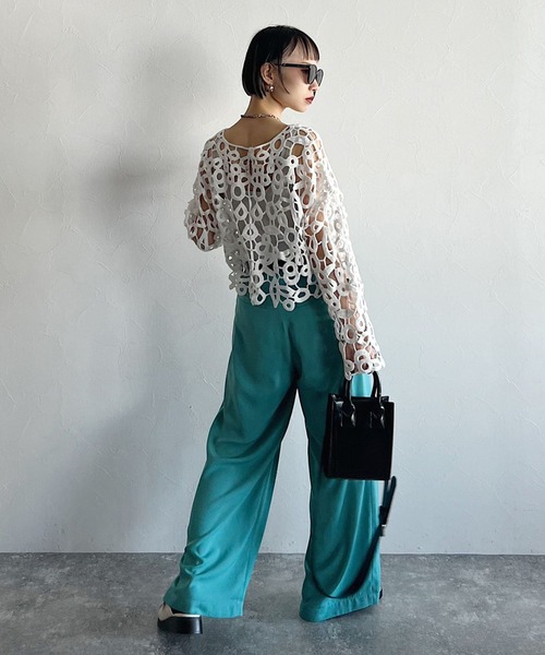 PAGEBOY（ページボーイ）の「CORE / ワイドタックカラーパンツ（スラックス・レディース・ピンク/ブルー系その他3・SMALL/MEDIUM）」の7枚目の写真