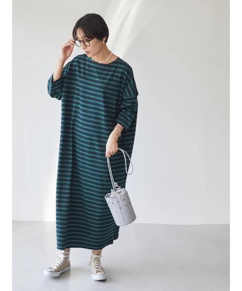 AMERICAN HOLIC（アメリカンホリック）の「ボーダーフレアカットワンピース（ワンピース・レディース・ネイビー/ベージュ/グリーン/アイボリー・M/L）」の9枚目の写真