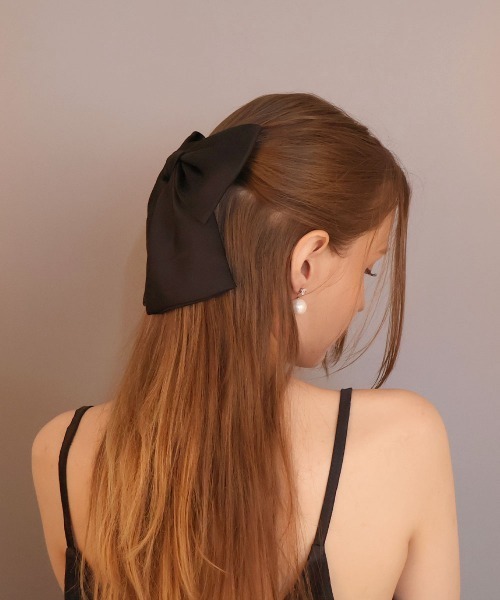 セール】サテン ロングリボン バレッタ（バレッタ/ヘアクリップ