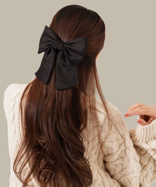 セール】サテン ロングリボン バレッタ（バレッタ/ヘアクリップ