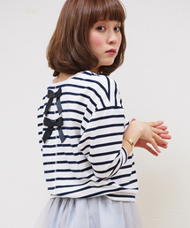 one after another NICE CLAUP | 【ナイスクラップ】リボンボーダーT(Tシャツ/カットソー)