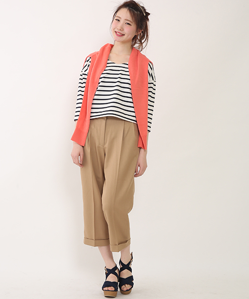 one after another NICE CLAUP（ワンアフターアナザーナイスクラップ）の「【ナイスクラップ】リボンボーダーT（Tシャツ/カットソー・レディース・オフホワイト/レッド/ネイビー・FREE）」の13枚目の写真