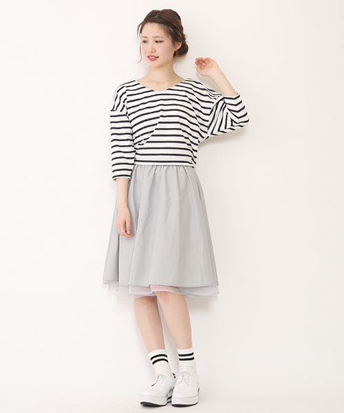 one after another NICE CLAUP（ワンアフターアナザーナイスクラップ）の「【ナイスクラップ】リボンボーダーT（Tシャツ/カットソー・レディース・オフホワイト/レッド/ネイビー・FREE）」の14枚目の写真