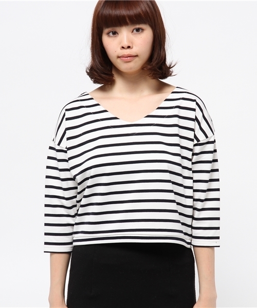 one after another NICE CLAUP（ワンアフターアナザーナイスクラップ）の「【ナイスクラップ】リボンボーダーT（Tシャツ/カットソー・レディース・オフホワイト/レッド/ネイビー・FREE）」の9枚目の写真