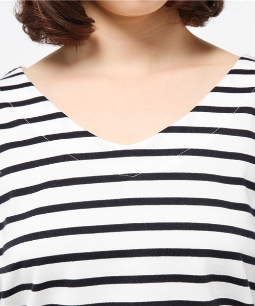 one after another NICE CLAUP（ワンアフターアナザーナイスクラップ）の「【ナイスクラップ】リボンボーダーT（Tシャツ/カットソー・レディース・オフホワイト/レッド/ネイビー・FREE）」の12枚目の写真