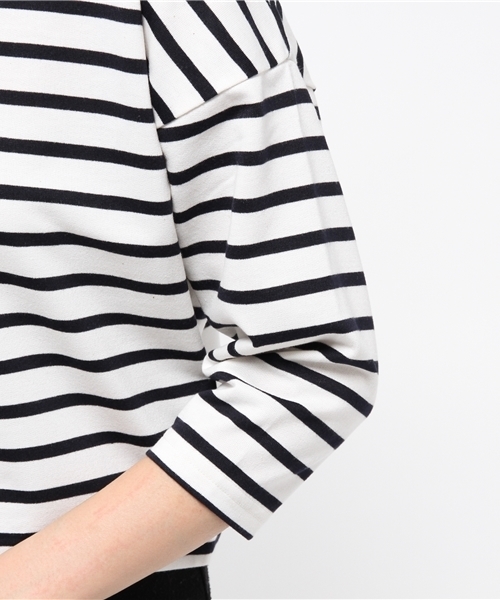 one after another NICE CLAUP（ワンアフターアナザーナイスクラップ）の「【ナイスクラップ】リボンボーダーT（Tシャツ/カットソー・レディース・オフホワイト/レッド/ネイビー・FREE）」の4枚目の写真