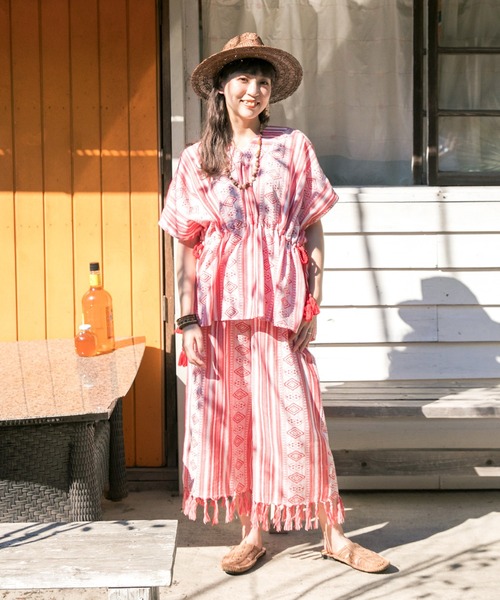 チャイハネ(チャイハネ)の「【チャイハネ】南インド織りストラナフリンジワイドパンツ(その他パンツ・レディース・ブラック/レッド/イエロー・FREE)」の15枚目の写真