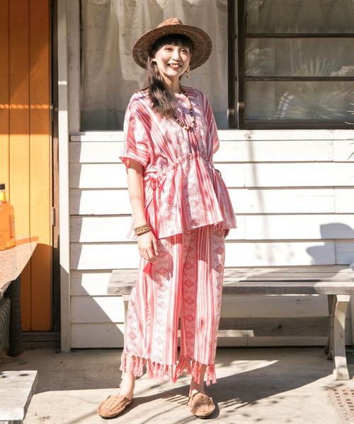 チャイハネ(チャイハネ)の「【チャイハネ】南インド織りストラナフリンジワイドパンツ(その他パンツ・レディース・ブラック/レッド/イエロー・FREE)」の16枚目の写真